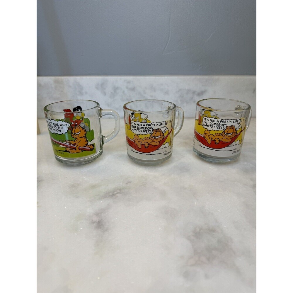 1978 McDonald's Glass Garfield Coffee Mugs (Lot of 3)